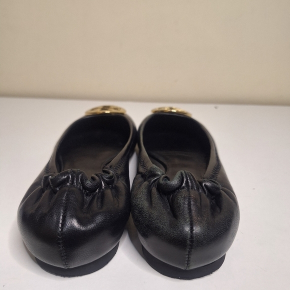 Tory Burch Minnie travel leather scrunch back gold ballet flats Suze 6.5 - Picture 4 of 9
